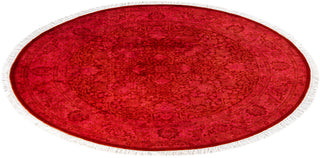 Modern Overdyed Hand Knotted Wool Orange Round Area Rug 4' 1" x 4' 1"