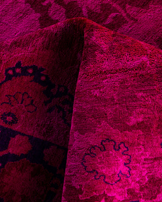 Contemporary Hand-Knotted Overdyed Pink Area Rug 4' 8" x 7' 1"