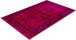 Contemporary Hand-Knotted Overdyed Pink Area Rug 4' 8" x 7' 1"