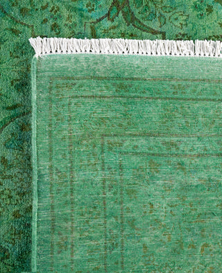 Overdyed Hand-Knotted Wool Modern-Contemporary Green Runner 6' 3" x 12' 7"