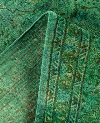 Overdyed Hand-Knotted Wool Modern-Contemporary Green Runner 6' 3" x 12' 7"