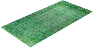 Overdyed Hand-Knotted Wool Modern-Contemporary Green Runner 6' 3" x 12' 7"