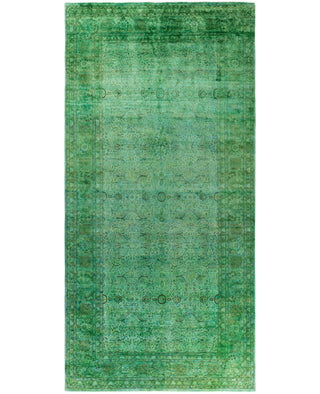 Overdyed Hand-Knotted Wool Modern-Contemporary Green Runner 6' 3" x 12' 7"