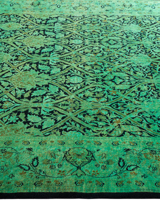Modern Overdyed Hand Knotted Wool Green Area Rug 6' 1" x 8' 10"