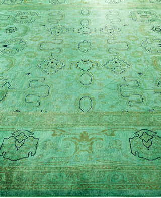 Contemporary Overdyed Wool Hand Knotted Green Area Rug 8' 1" x 10' 3"