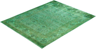 Contemporary Overdyed Wool Hand Knotted Green Area Rug 8' 1" x 10' 3"