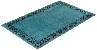 Modern Overdyed Hand Knotted Wool Blue Area Rug 4' 1" x 6' 7"