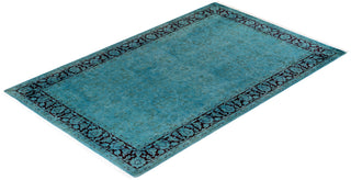 Contemporary Hand Knotted Overdyed Blue Area Rug 4' 1" x 6' 7"