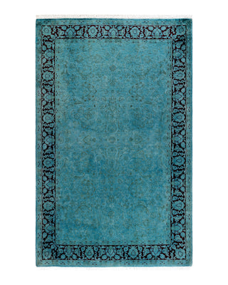 Contemporary Fine Vibrance Blue Wool Area Rug 4' 1" x 6' 7"