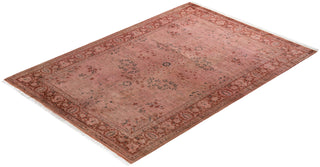 Modern Overdyed Hand Knotted Wool Pink Area Rug 4' 2" x 6' 0"