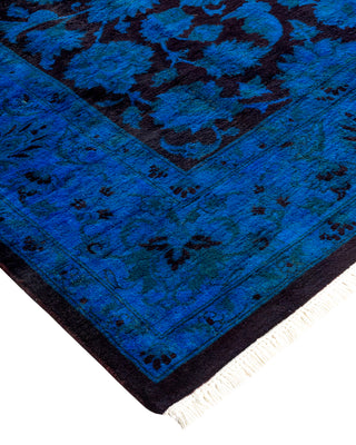 Modern Overdyed Hand Knotted Wool Blue Area Rug 4' 3" x 6' 3"
