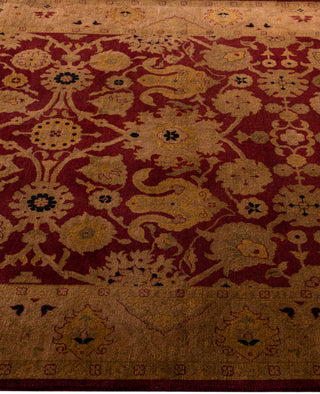 Contemporary Overdyed Wool Hand Knotted Red Area Rug 4' 1" x 6' 0"