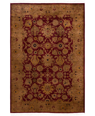 Contemporary Overdyed Wool Hand Knotted Red Area Rug 4' 1" x 6' 0"