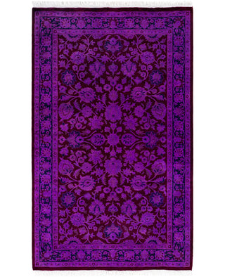 Contemporary Overdyed Wool Hand Knotted Purple Area Rug 3' 8" x 5' 3"