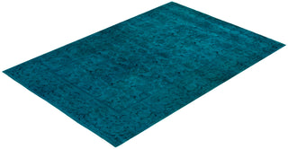 Contemporary Hand Knotted Overdyed Blue Area Rug 6' 2" x 9' 2"