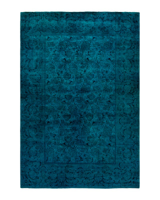 Contemporary Fine Vibrance Green Wool Area Rug 6' 2" x 9' 2"