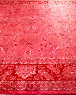 Modern Overdyed Hand Knotted Wool Pink Area Rug 9' 2" x 12' 4"