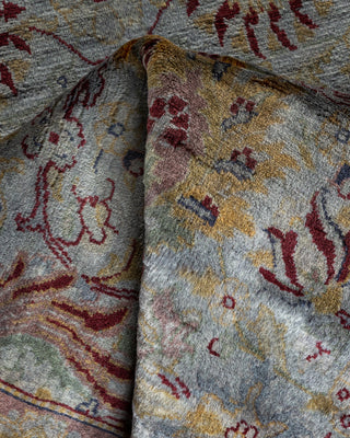 Contemporary Hand Knotted Overdyed Gray Runner 2' 7" x 12' 3"