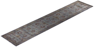 Contemporary Hand Knotted Overdyed Gray Runner 2' 7" x 12' 3"