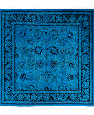 Overdyed Hand-Knotted Wool Modern-Contemporary Blue Area Rug 6' 1" x 6' 5"
