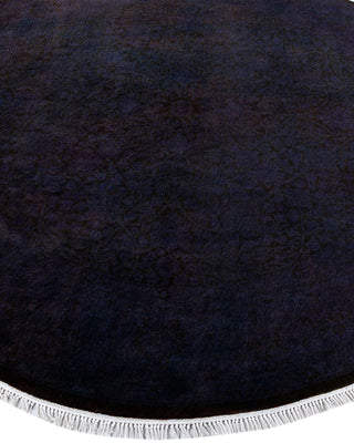 Overdyed Hand-Knotted Black Round Area Rug 5' 1" x 5' 1"