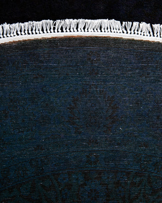 Overdyed Hand-Knotted Black Round Area Rug 5' 1" x 5' 1"