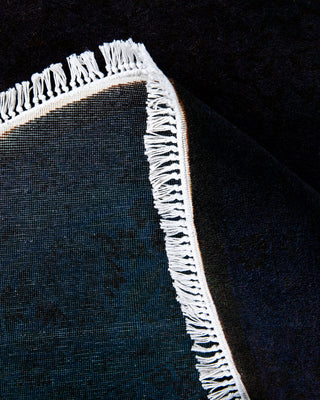 Overdyed Hand-Knotted Black Round Area Rug 5' 1" x 5' 1"