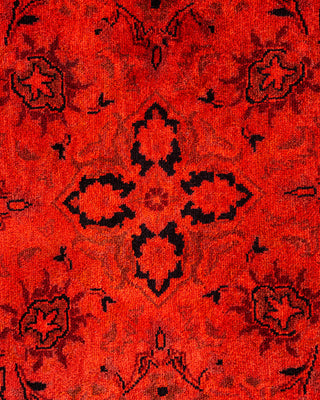 Contemporary Hand-Knotted Overdyed Red Square Area Rug 5' 1" x 5' 1"