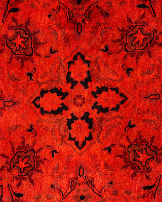 Modern Overdyed Hand Knotted Wool Red Square Area Rug 5' 1" x 5' 1"