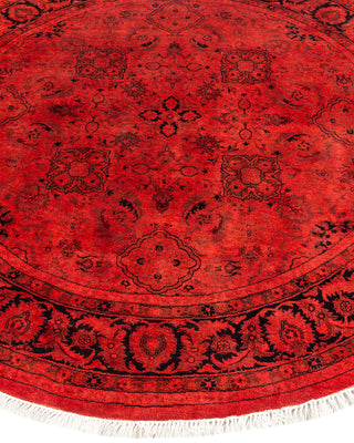 Modern Overdyed Hand Knotted Wool Red Square Area Rug 5' 1" x 5' 1"
