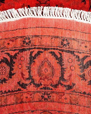 Contemporary Hand-Knotted Overdyed Red Square Area Rug 5' 1" x 5' 1"