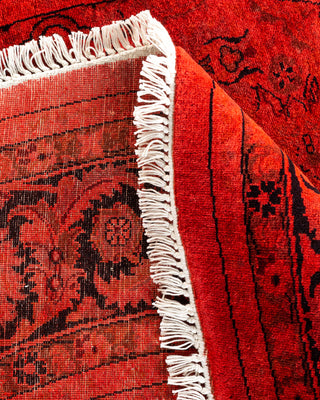 Contemporary Hand-Knotted Overdyed Red Square Area Rug 5' 1" x 5' 1"
