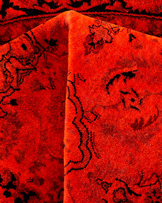 Contemporary Hand-Knotted Overdyed Red Square Area Rug 5' 1" x 5' 1"