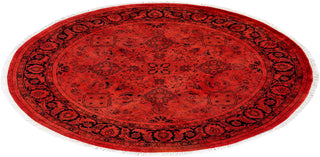 Modern Overdyed Hand Knotted Wool Red Square Area Rug 5' 1" x 5' 1"