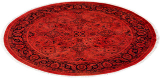 Contemporary Hand-Knotted Overdyed Red Square Area Rug 5' 1" x 5' 1"