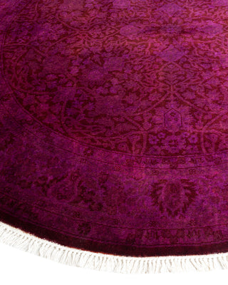 Contemporary Hand-Knotted Overdyed Purple Round Area Rug 4' 1" x 4' 1"