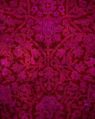 Contemporary Hand-Knotted Overdyed Purple Round Area Rug 4' 1" x 4' 1"