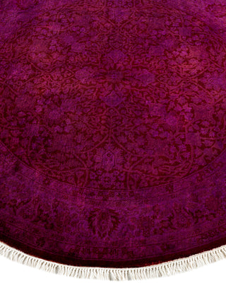 Contemporary Hand-Knotted Overdyed Purple Round Area Rug 4' 1" x 4' 1"