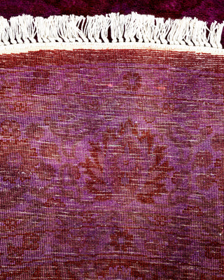Modern Overdyed Hand Knotted Wool Purple Round Area Rug 4' 1" x 4' 1"