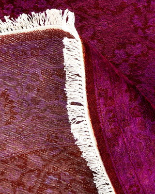 Contemporary Hand-Knotted Overdyed Purple Round Area Rug 4' 1" x 4' 1"