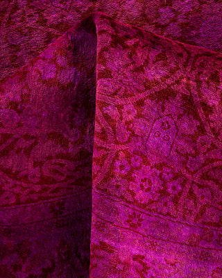 Contemporary Hand-Knotted Overdyed Purple Round Area Rug 4' 1" x 4' 1"