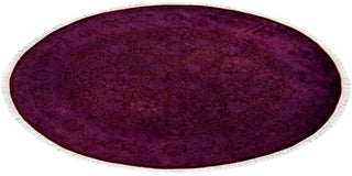 Contemporary Hand-Knotted Overdyed Purple Round Area Rug 4' 1" x 4' 1"