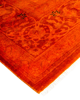 Modern Overdyed Hand Knotted Wool Orange Area Rug 8' 2" x 10' 10"