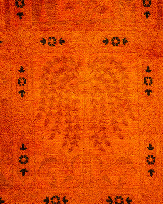 Modern Overdyed Hand Knotted Wool Orange Area Rug 8' 2" x 10' 10"