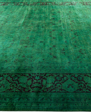 Overdyed One-of-a-Kind Wool Green Area Rug 9' 1" x 17' 6"