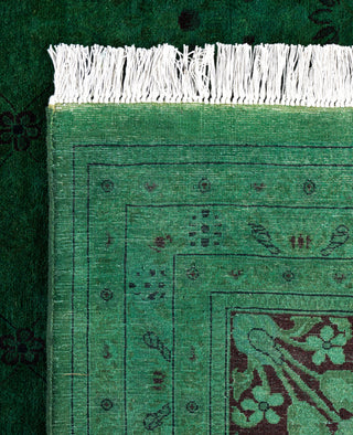 Overdyed One-of-a-Kind Wool Green Area Rug 9' 1" x 17' 6"