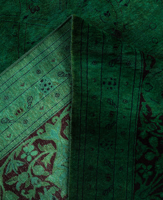 Overdyed One-of-a-Kind Wool Green Area Rug 9' 1" x 17' 6"