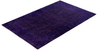 Overdyed One-of-a-Kind Wool Purple Area Rug 4' 6" x 7' 0"