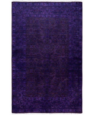Overdyed One-of-a-Kind Wool Purple Area Rug 4' 6" x 7' 0"