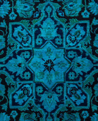 Contemporary Overdyed Wool Hand Knotted Green Area Rug 4' 1" x 6' 1"